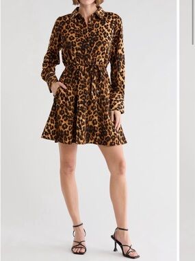 Sam Edelman Leopard Print Mini Dress in Brown and Black